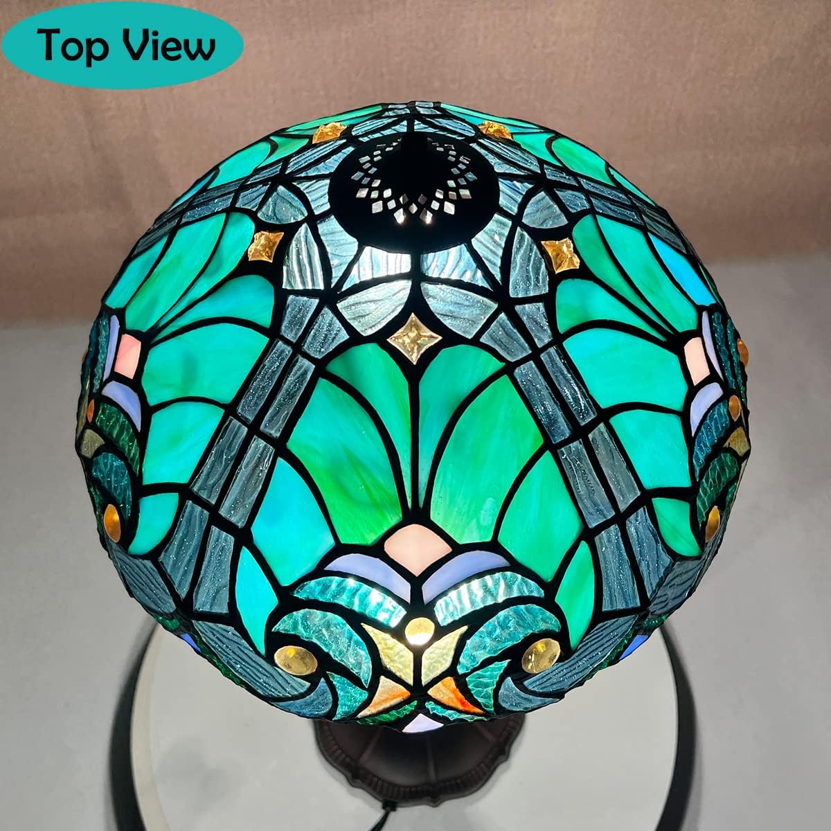 Tiffany Lamp Shade Only 12" Victorian Style Stained Glass Replacement Lampshade for Table Desk Light Ceiling Fan Fixtures