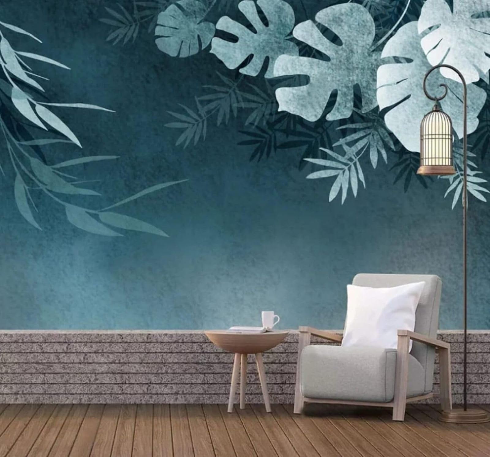 XLMING Minimalist Vintage Fresh Hand Drawn Leaves 3D Wallpaper Luxury Silk Study Dining Feature Sofa Grey Bedroom Living Room Tv Decorative Wall-350cm×256cm