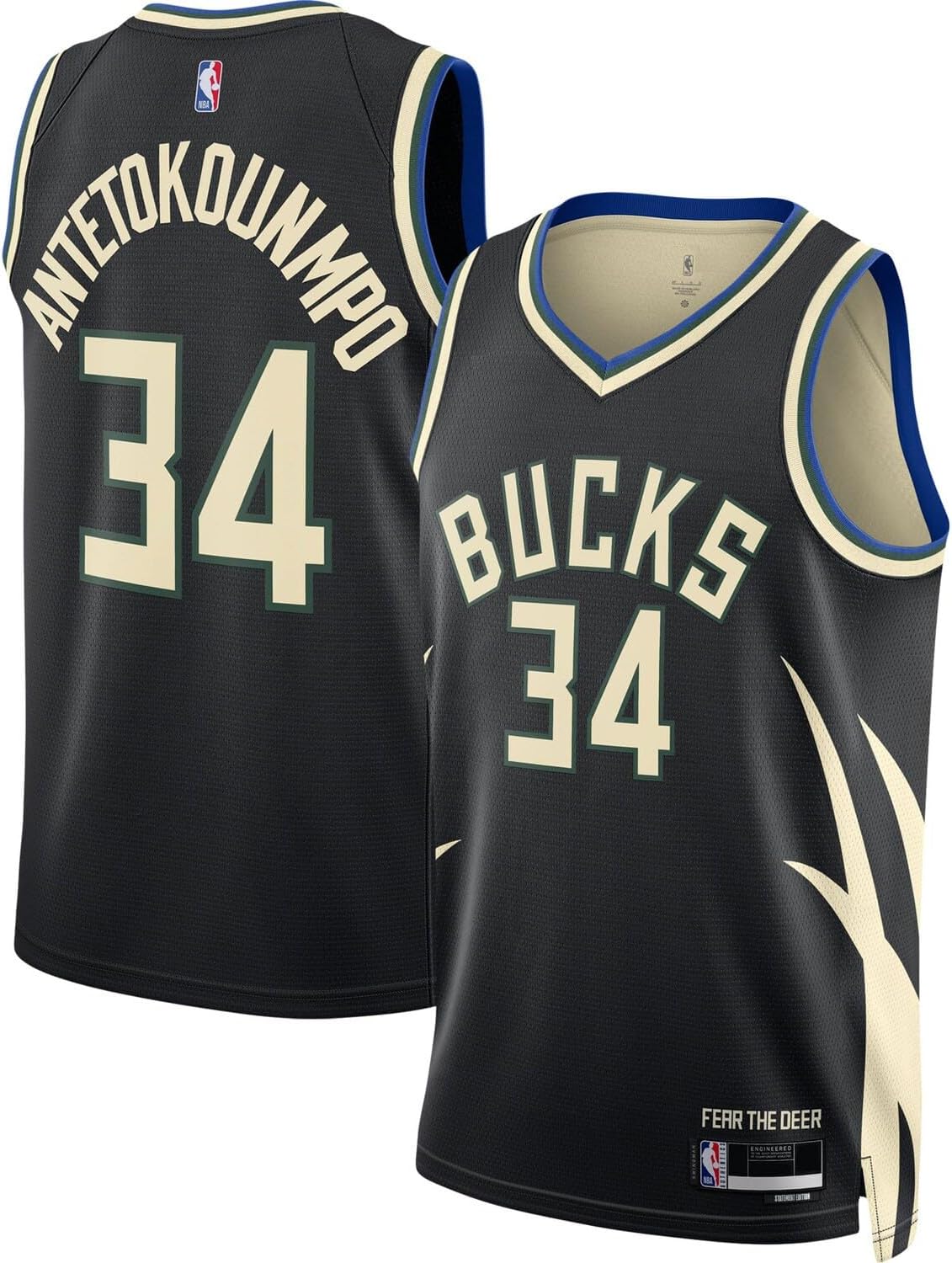Giannis Antetokounmpo Milwaukee Bucks NBA Kids Youth 8-20 Black Statement Edition Swingman Jersey
