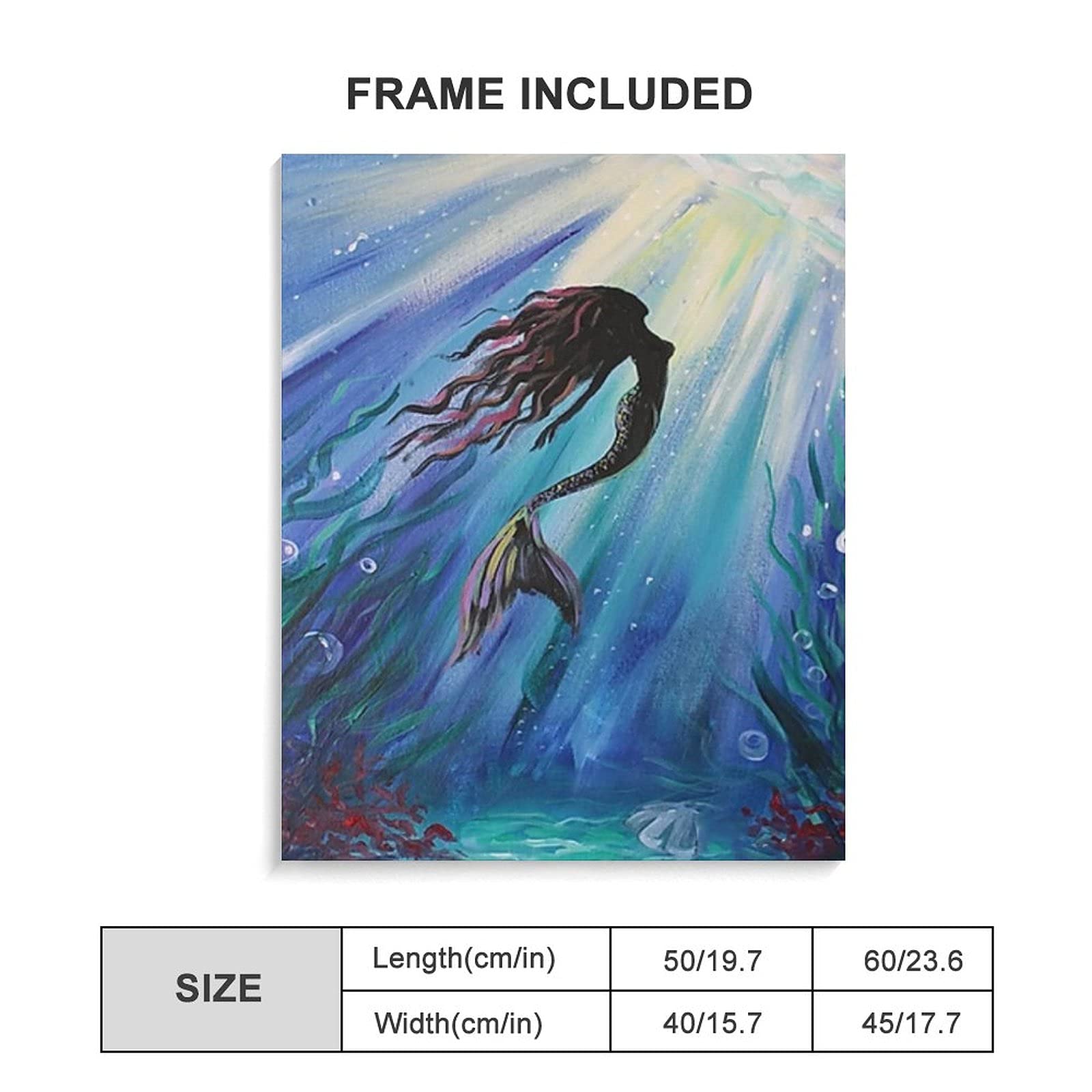Amazon.co.jp: 人魚の絵 フレーム壁アートと綿とリネンの絵画ホーム