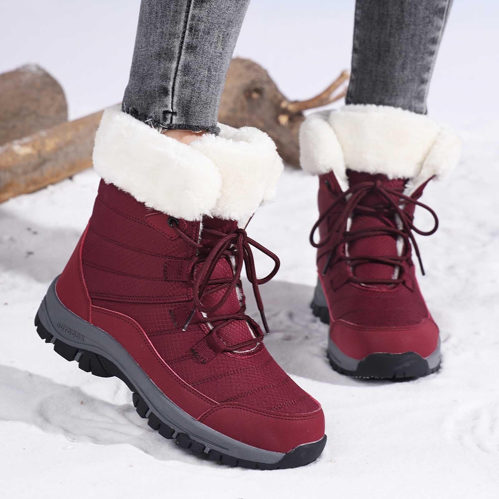 Générique Ski Femme Boots Neige Bottes Coffret Echarpe Botte Hiver Homme Chaussures Randonnée Grand Froid Chaussure De Pour Combinaison Écharpe Leopard Fourrées Imperméable Bottine Châle Après