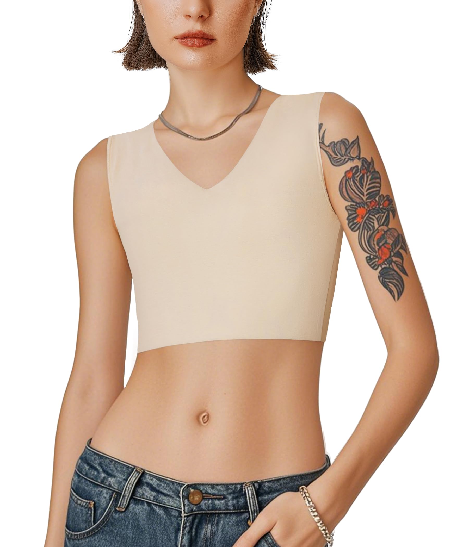 RolewpyChest Binder for Transgender FTM Women Binder Bra Tomboy Breast Binder Tank Top
