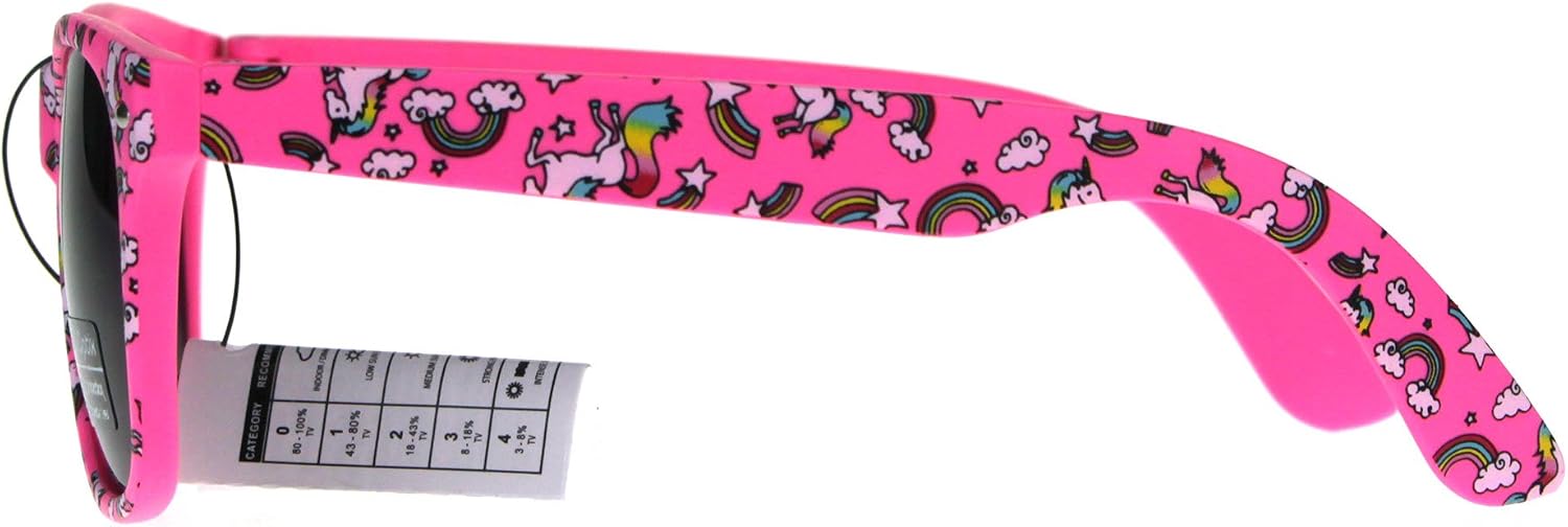 SA106 Kids Child Size Girls Unicorn Print Plastic Horn Rim Sunglasses
