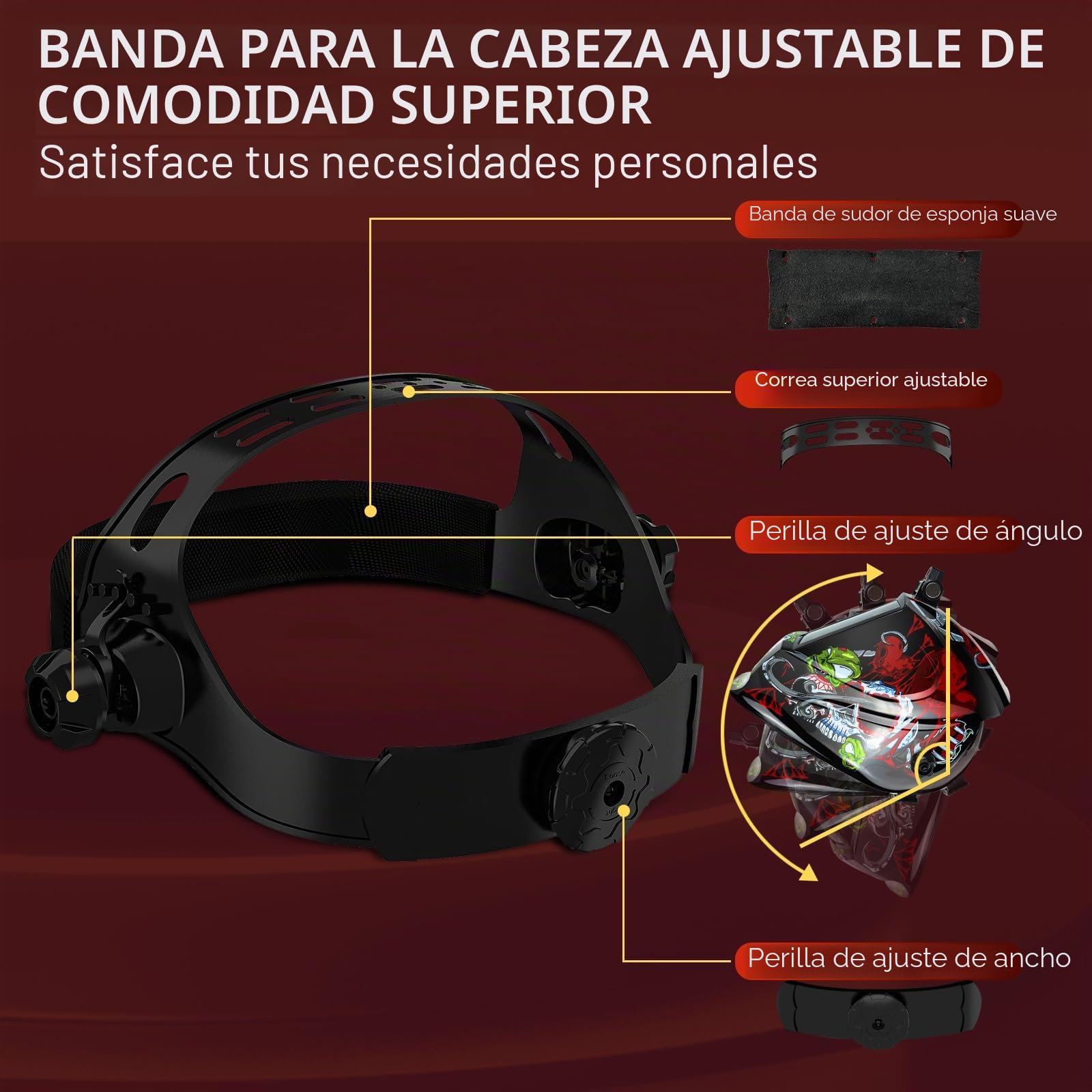 TRQWH - Máscara de soldadura LED con luz solar, gran visión, 4 sensores de arco, sombra 4/5-9/9-13