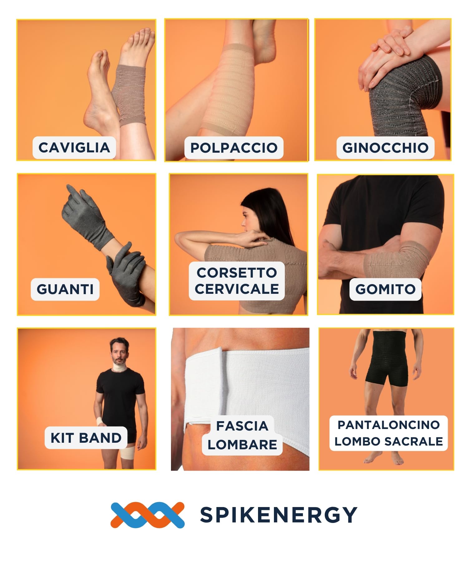 Spikenergy Guanti Per Artrosi Alle Mani Elettro Magnetoterapia - Usati come Polsiera per Tendinite, Artrite, 2Calzini Antimicotico in omaggio, Dispositivo Medico Detraibile-Made in Italy, Blu L-XL
