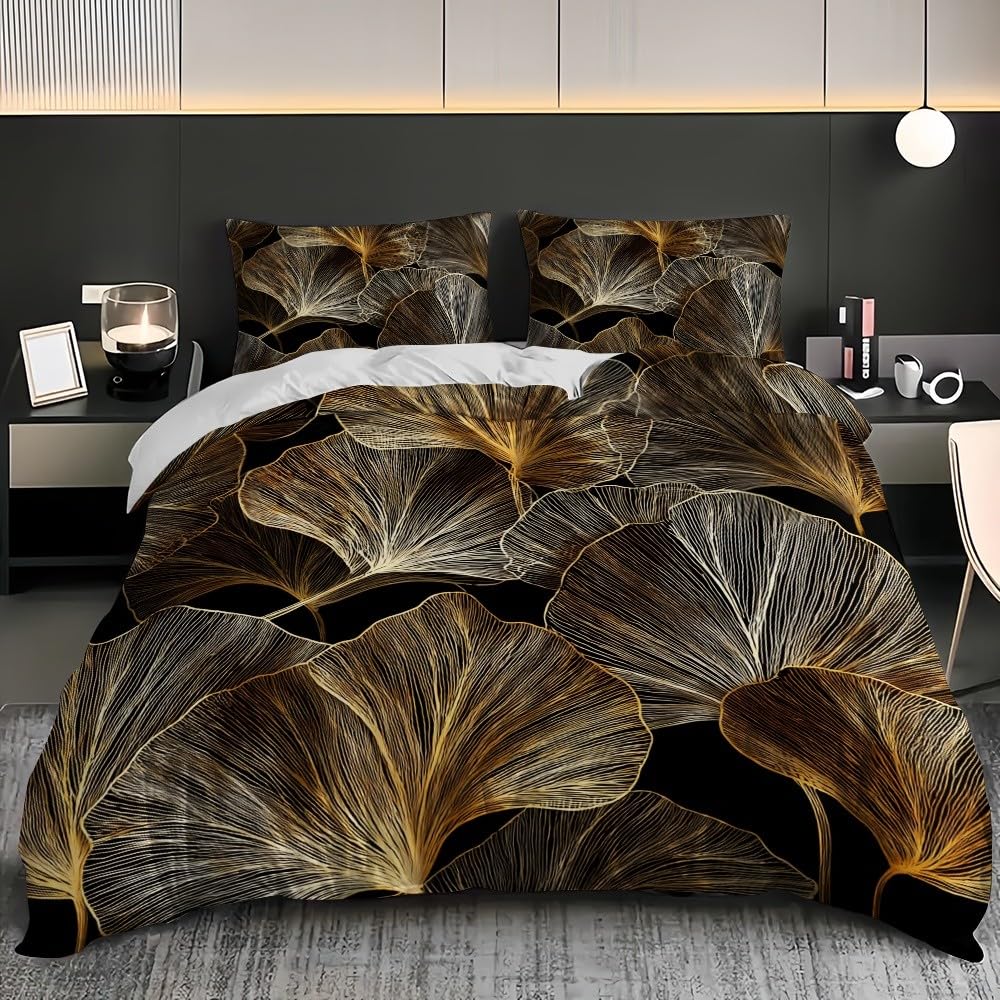 Złoty zestaw pościeli z nadrukiem 3D, 155 x 220 cm, dla dzieci i dorosłych