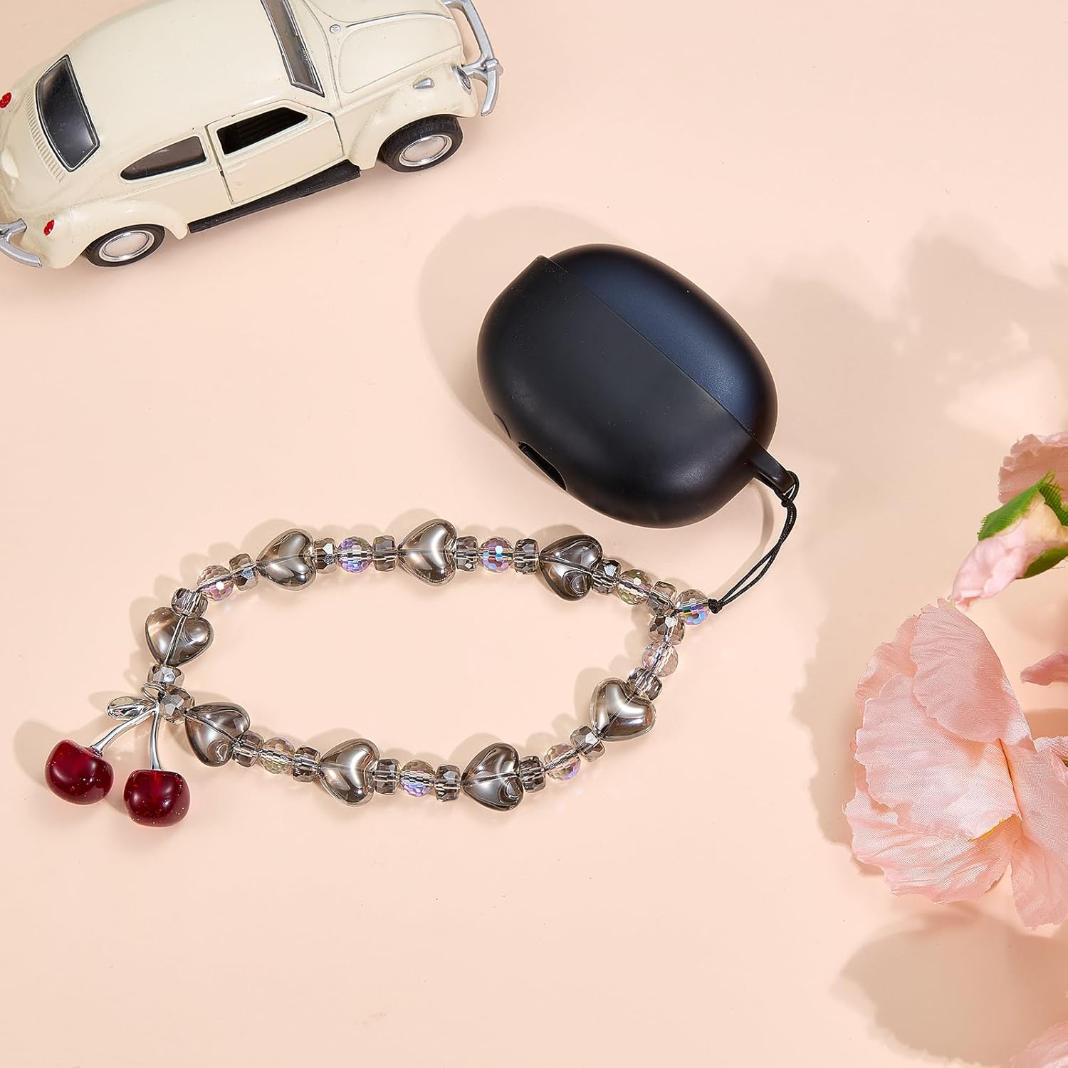 BEEFLYING Crystal Bead Phone Bracelet Strap, Cellphone Bow Charms Wristlet Lanyard for Women, Kawaii Charm Pendant Wrist Strap for Camera Bag Accessories - Image 7