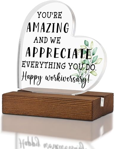 TRCENDE Heart Acrylic Desk Plaque - A Cute Work Anniversary Gift
