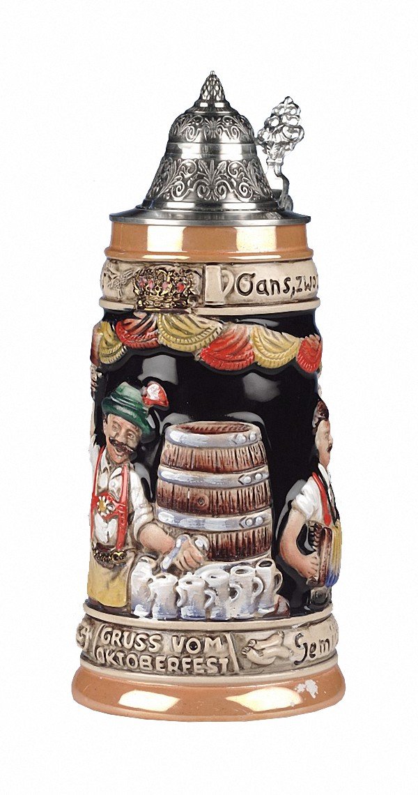Chope de bière allemande Oktoberfest grand format 1L en verre épais