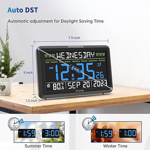 Miniatura 5 de DreamSky Reloj digital con fecha y día de la semana para personas mayores, colorido reloj con calendario de pantalla grande para ancianos, demencia,