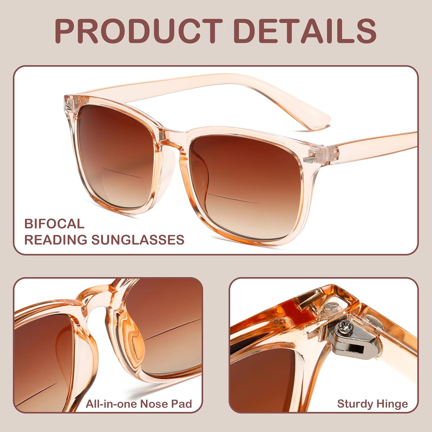 Bifocal Reading Sunglasses for Women - Classic Retro Outdoor Sun Readers with Metal Hinge - Anti Glare UV400 Protection - 4 Pairs, 1.5 Strength - Image 3
