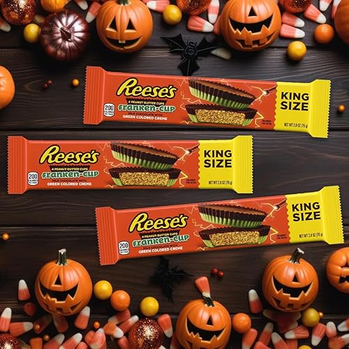 Miniatura 2 de Reese'sHalloween - Tazas de mantequilla de maní tamaño King, paquete de 3, taza Franken inspirada en Frankenstein, chocolate con leche con barras de