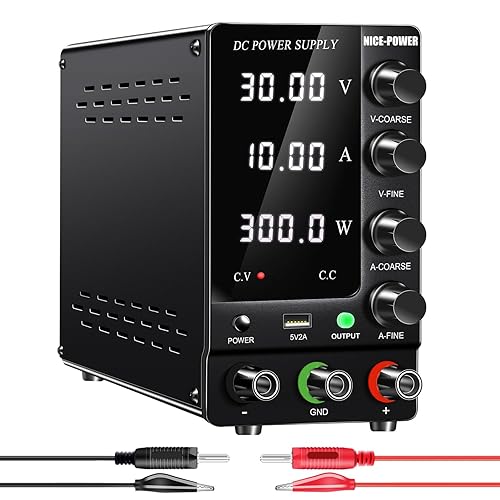 Miniatura 9 de NICE-POWER Fuente de alimentación CC variable 30V 10A, fuente de alimentación de banco de CC regulada de conmutación ajustable con interruptor de