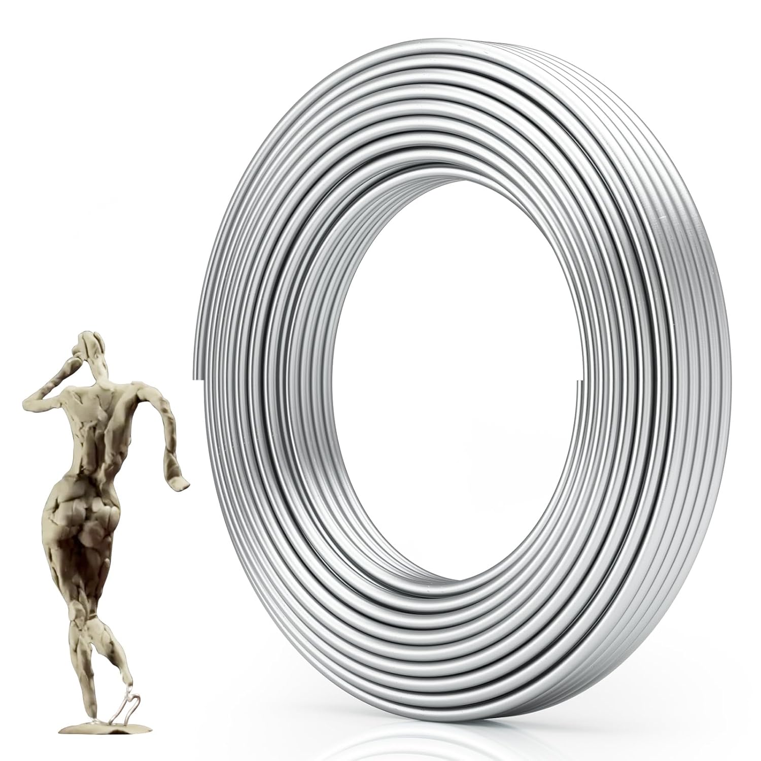 RASKOO 55FT 9 Gauge (3mm) Flexible Aluminum Craft Wire - Strong Bendable Armature for Sculpting, Bonsai, DIY Crafts