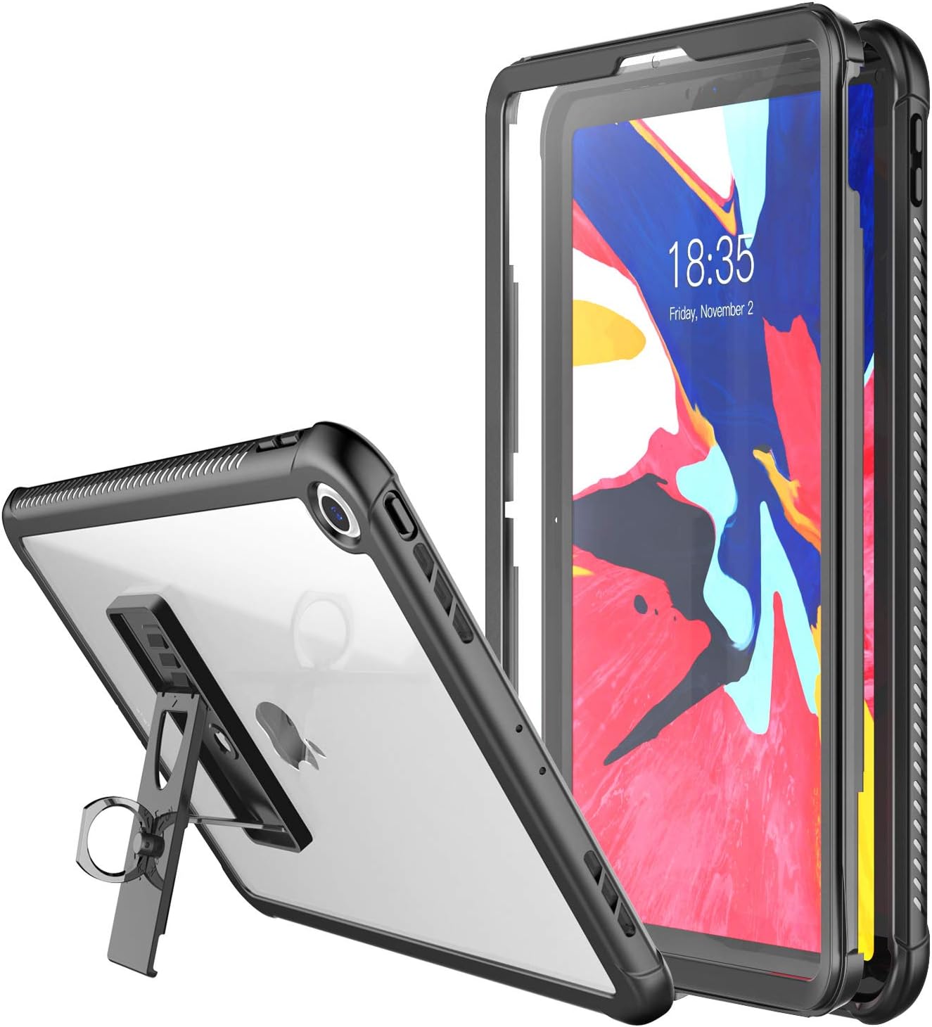 DUNNO New iPad 8th/7th Generation10.2Inch Case - Shockproof Protective Case with 360° Rotating Kickstand & Built-in Screen Strap Design for iPad 8th/7th 2020/2019（ Black/Green）