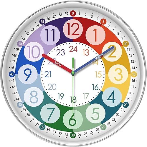 Miniatura 12 de XFM Reloj de pared silencioso, funciona con pilas, reloj analógico clásico pequeño de 8 pulgadas, moderno, simple, decorativo, para cocina, oficina,