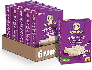 Annie's Shells and White Cheddar, Made with Organic Pasta and Real Cheese, Family Size, 10.5 oz (Pack of 6)