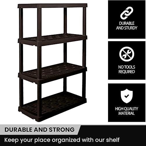 Miniatura 7 de Oskar - Estantería de plástico de 4 niveles, estantería de garaje, estante y estantes de almacenamiento, ideal para cobertizo de almacenamiento y