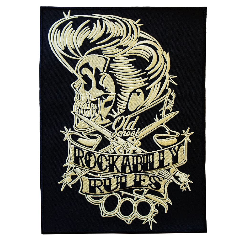 大きい刺繍アイロンワッペン24.5cmx17.5cm メキシカンスカル