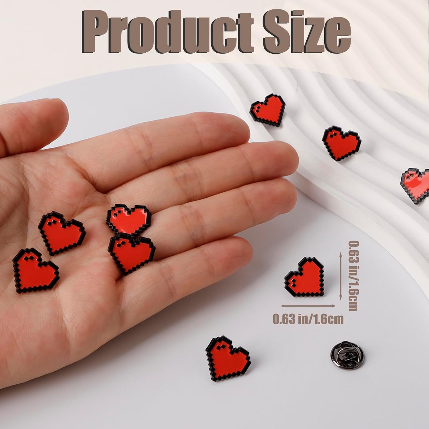 vintage 8-bit pixel style heart-shaped enamel lapel pins - game-themed cute alloy brooch, perfect accessory for female gamers, ideal for jackets, backpacks, and other clothing image 3