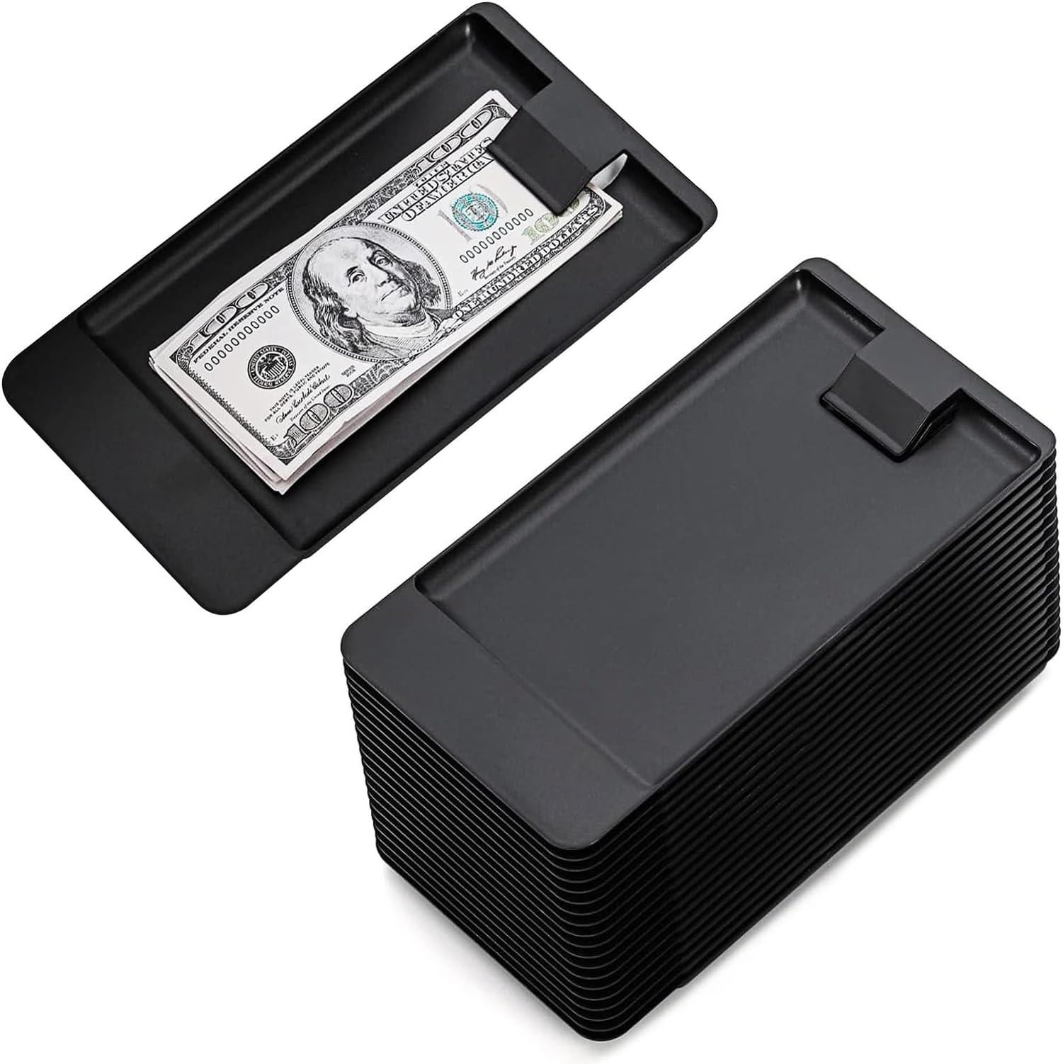 HAKZEON 40 PCS Black Plastic Rectangular Check Tray, Modern Design With Raised Edges And Clips For Secure Item Placement, Suitable For Restaurants, Bars, Hotels, And Catering Enterprises - View #8