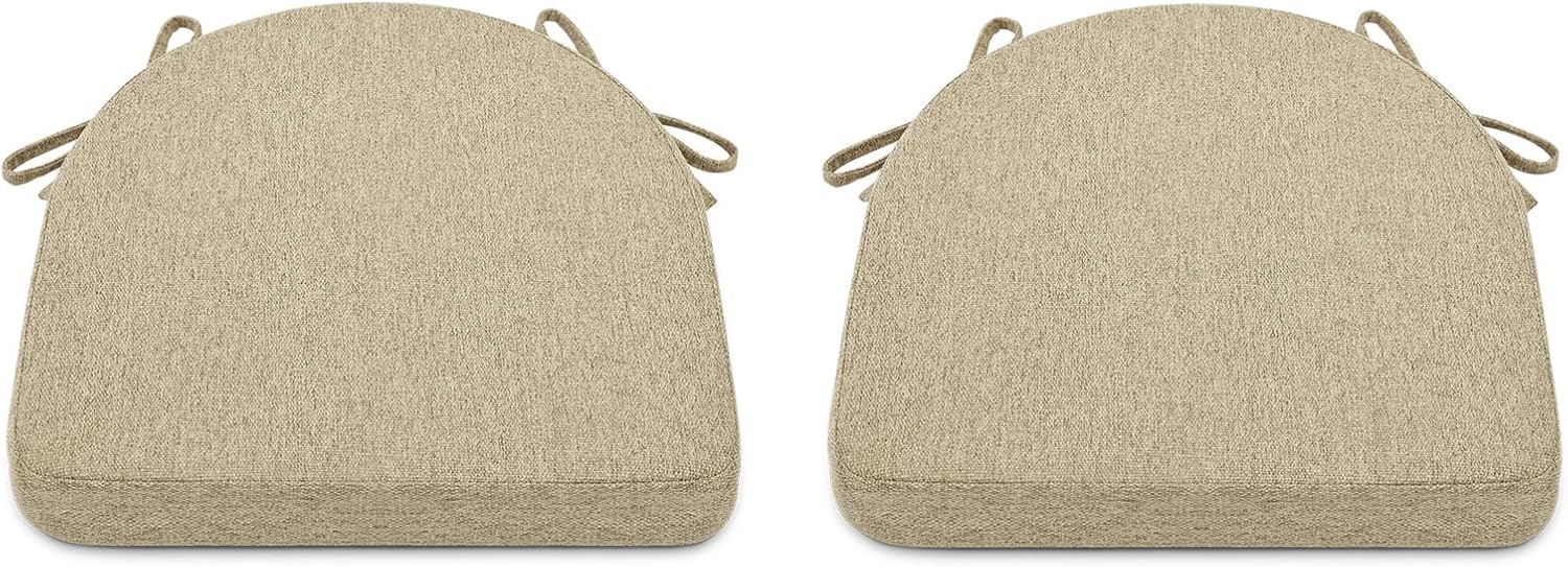 Shinnwa Dining Chair Cushions Set of 2, Non-Slip Kitchen Chair Cushions with Ties and Machine Washable Cover, 2 Pack, 17 x 16.5 x 2in, Natural Linen