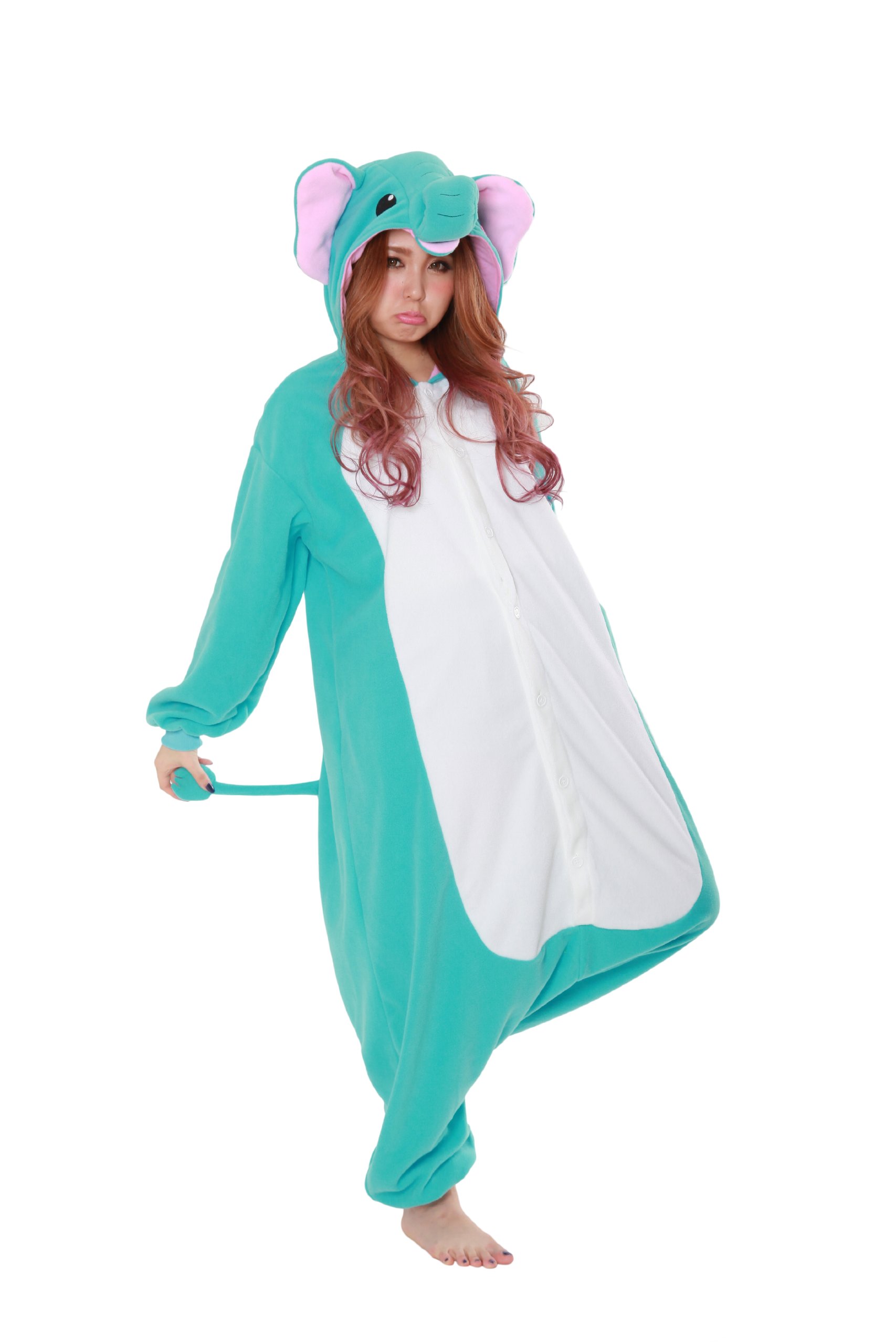 Elefant Onesie Kigurumi Einteiler Onesie Kostüm Jumpsuit | SAZAC Kigurumi | für Kinder und Erwachsene | One Size Fits All (155 – 180 cm)
