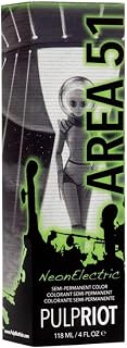 Pulp Riot Semi-permanent Color Neon Electric Area 51 - Riot Unisex Hair Color, Neon Green, 4 Ounces