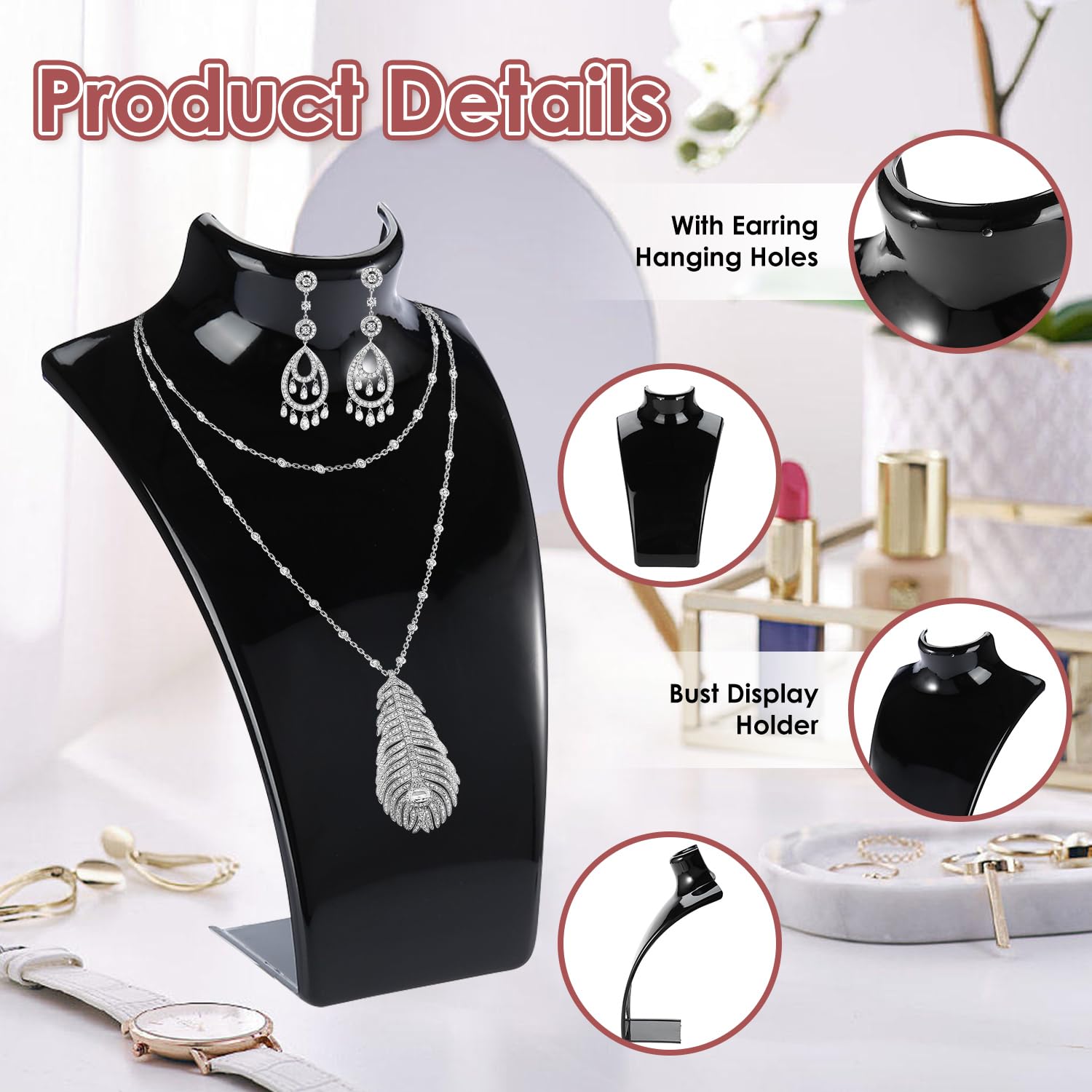 Nuovo Modello Di Alta Qualà Busto Mostra Mostra Velluto Esposore Per Gioielli Collana Pendenti Manichino Porta Gioielli Organizzatore Colori - Foto 8