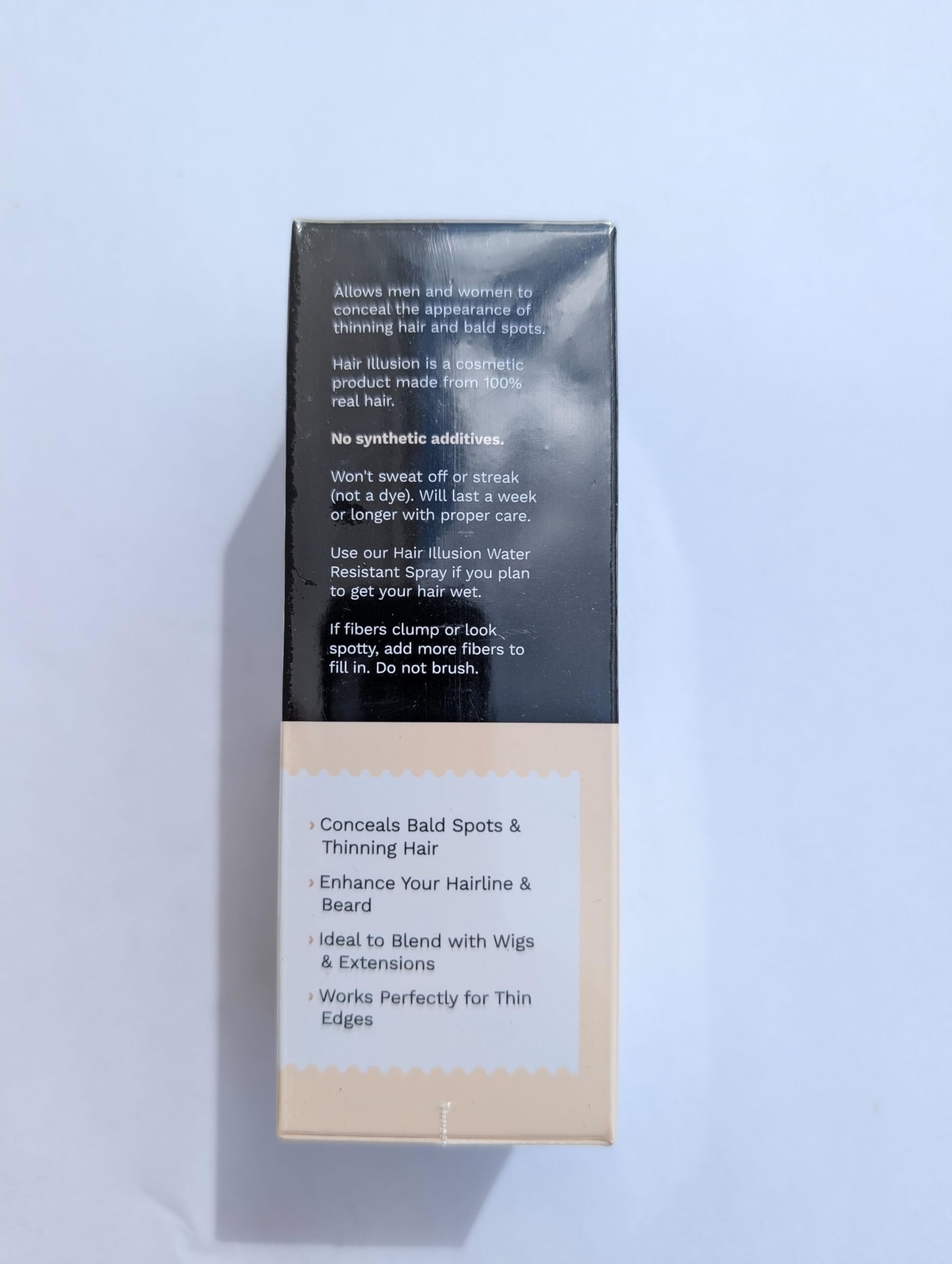 Hair Illusion Black Real Hair Fibers for Thinning Hair - 100% Natural Texture Non Synthetic Hair Fibers - Bald Spot Cover Up for Women & Men - 38 Gram product thumbnail 5