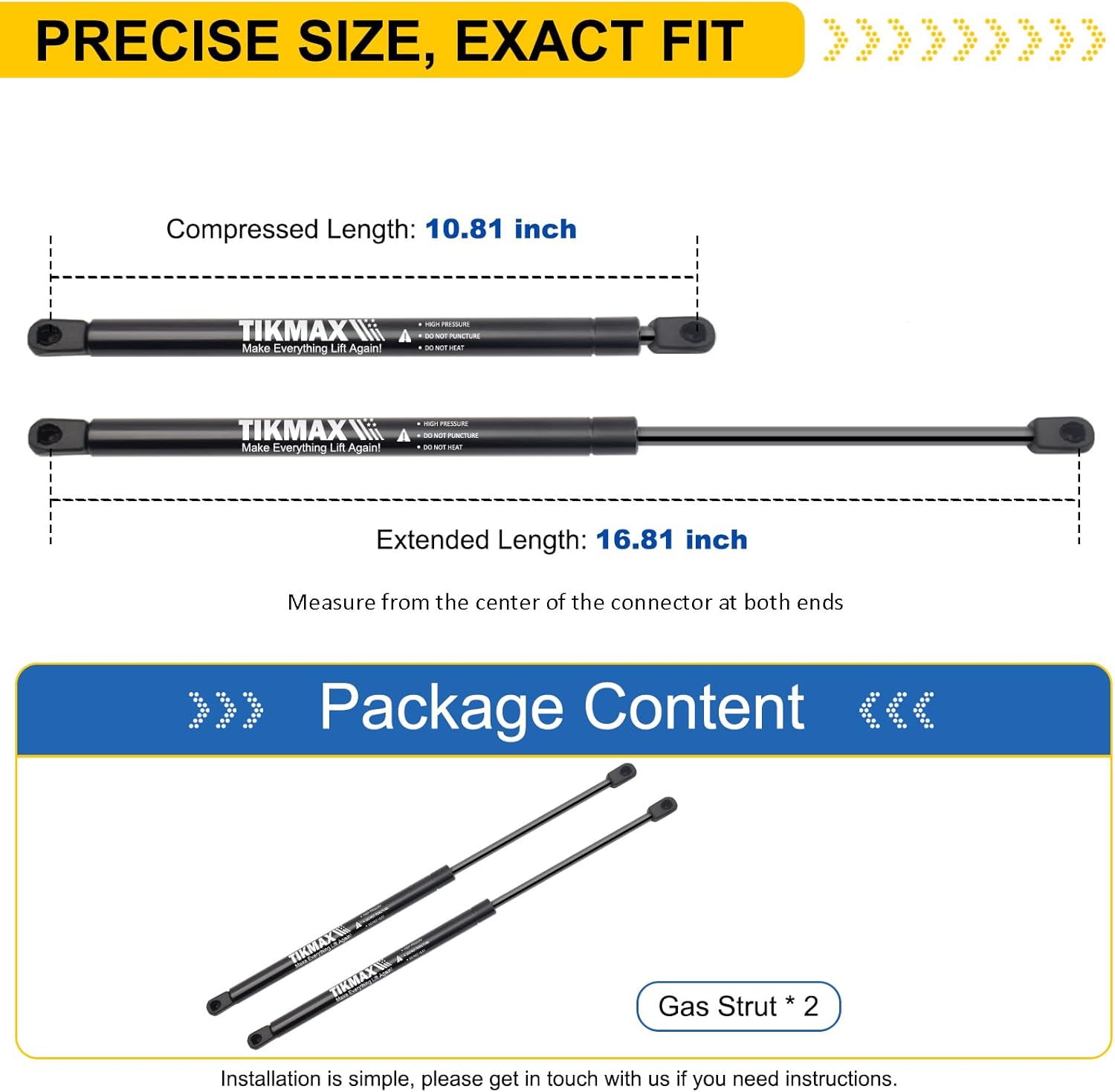Rear Hatch Gas Struts for Jeep Patriot 2007-2017 W/O Rear Speakers on Liftgate, Replaces 6138 SG314071 Tailgate Shocks Lift Supports Gas Springs, 2 Pcs