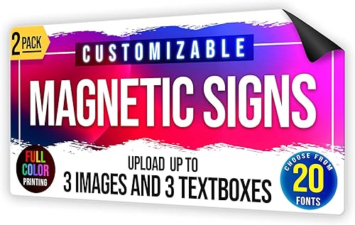 Miniatura 3 de Paquete de 2 letreros magnéticos personalizados de 12 x 24 pulgadas a todo color para negocios y publicidad, imanes de vinilo personalizados de 30