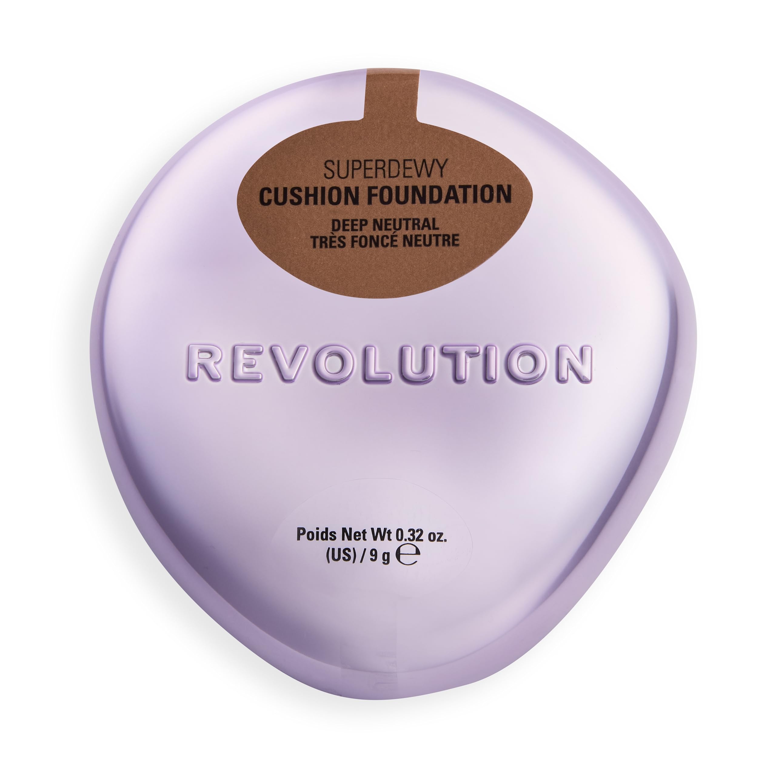 Revolution Superdewy Cushion Foundation, Lightweight Buildable Coverage, Dewy Hydrated Finish for Flawless Glowing Complexion, Deep Neutral, 9g