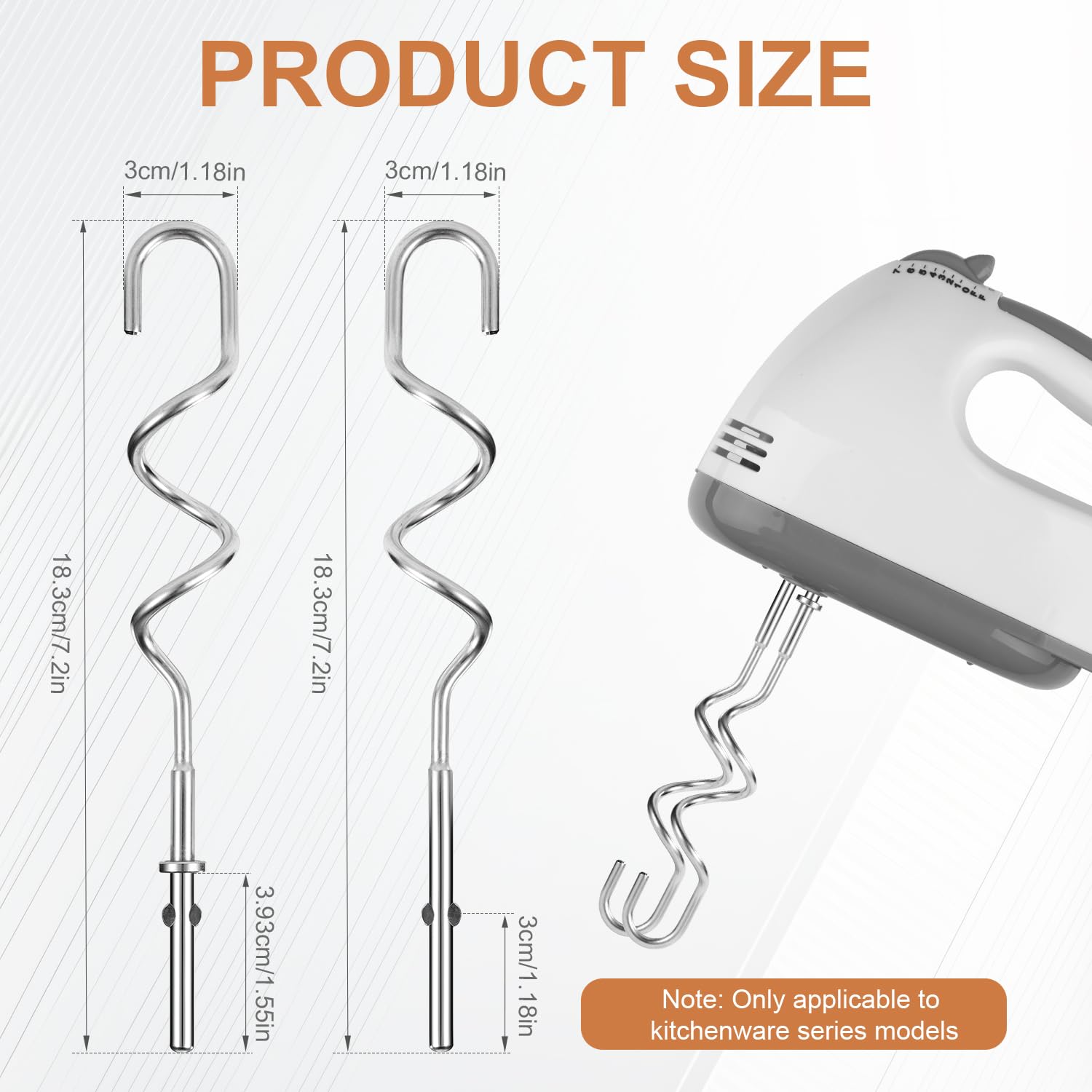 2 Stück Knethaken für KitchenAid KHM512 Handmixer, Edelstahl Geeignet für Teigknetmaschinen und Brotbacken Kompatibel mit KitchenAid KHM 5KSM, KSM, KSMO und KSMH