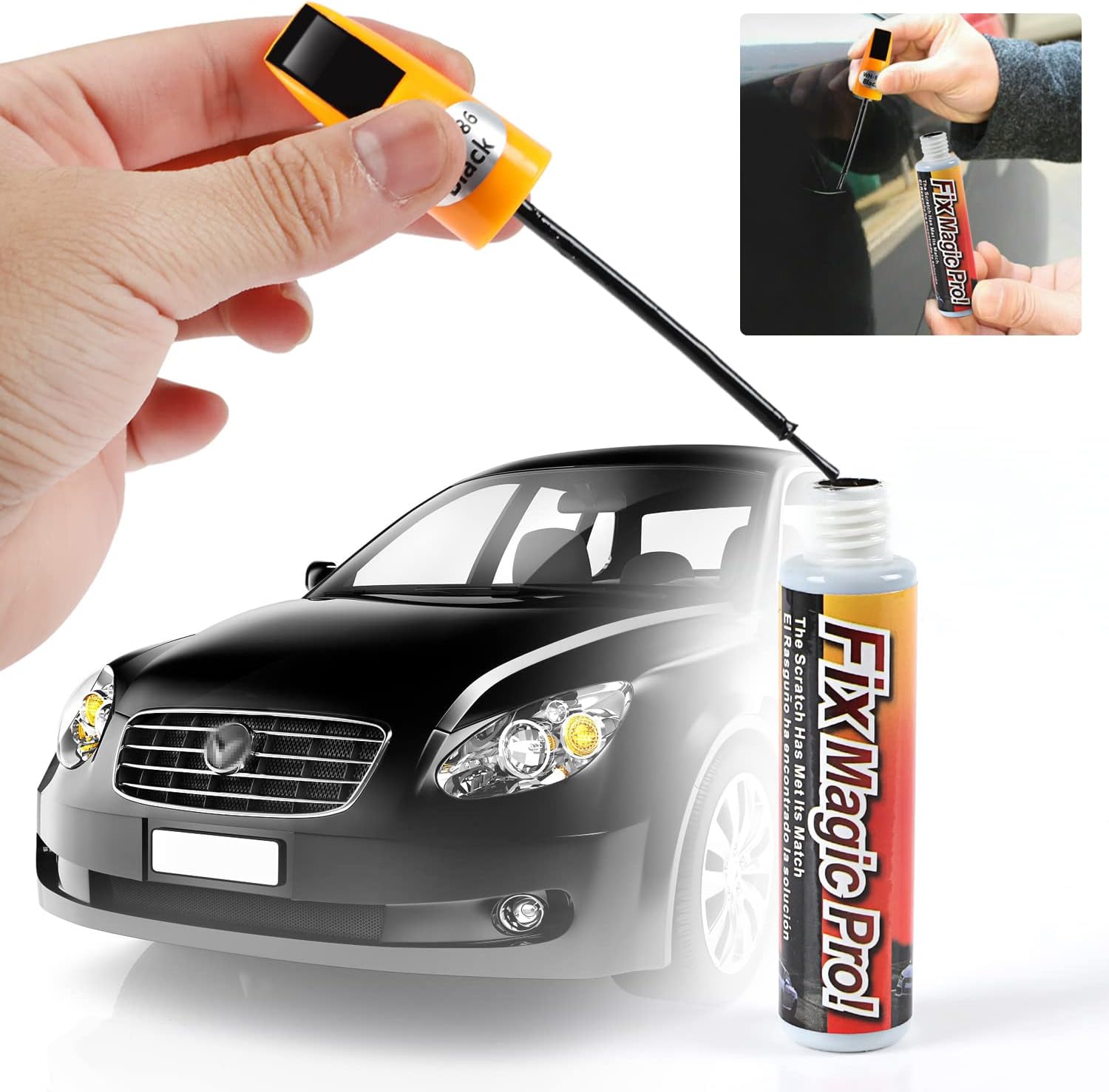 Ouzorp Car Touch Up Paint Black Fill Pen Scratch Repair Two-In-One