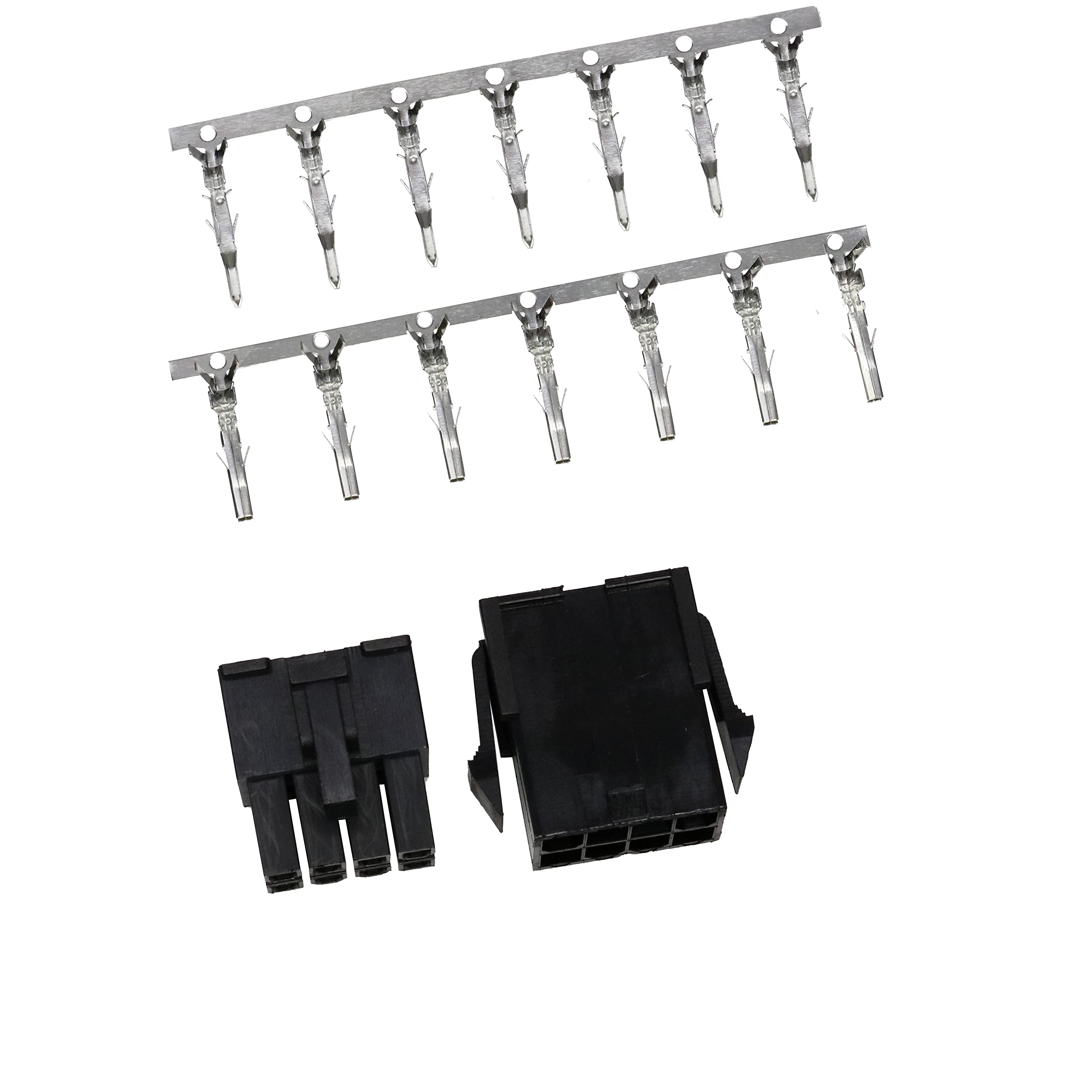 5557/5559 Double Row 4.2mm Black 8-pin Wire-to-Wire Crimp Connector Plug + Wire Socket + Crimps, Pack of 20 Compatible With Molex Mini-Fit Jr. — image 1