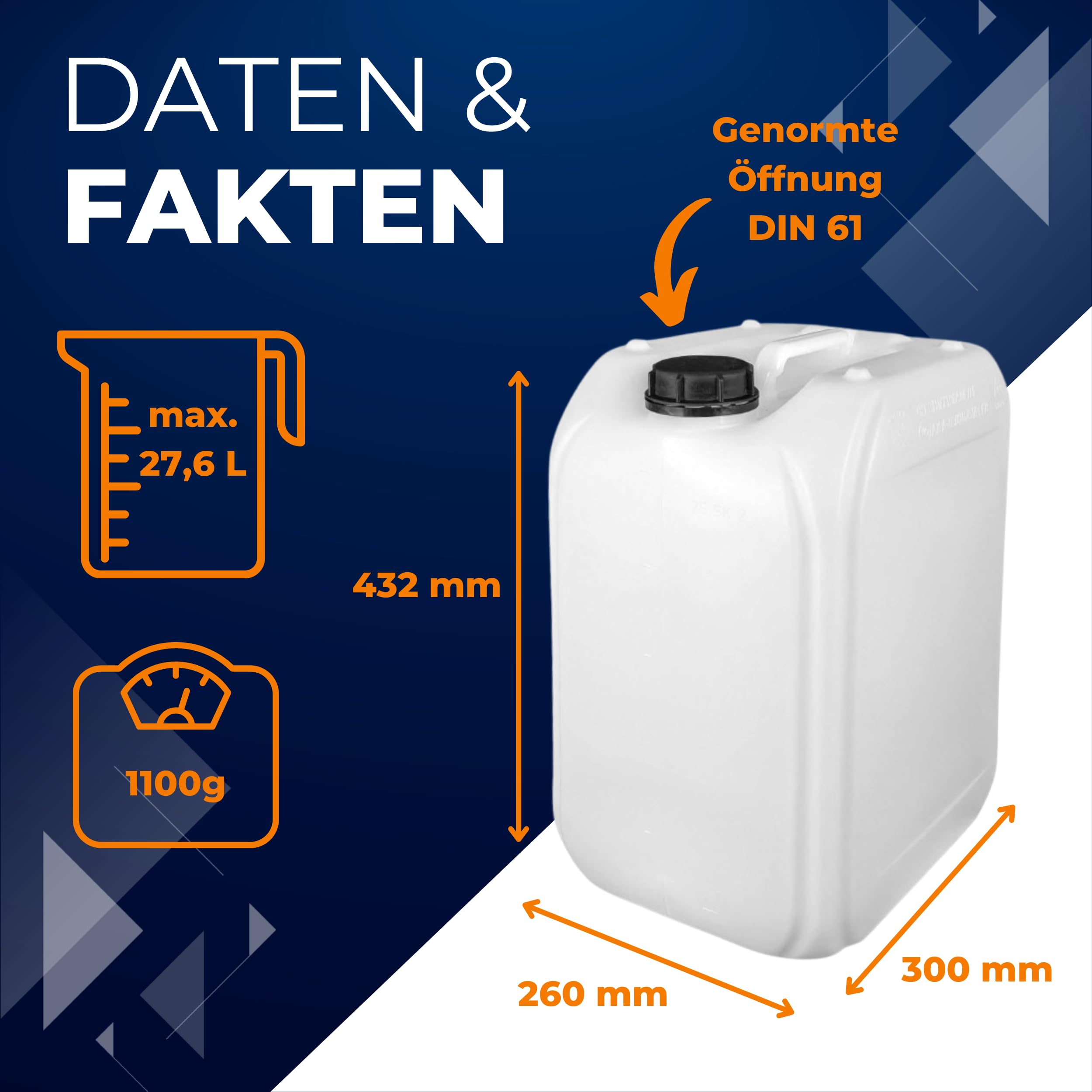 ABACUS® 2X 25 Liter Wasserkanister Natur | Chemiekanister | Auslaufhahn und Deckel (DIN 61) | Lebensmittelecht | Indoor und Outdoor | BPA Frei | Säurefest | Mit Skala zum Ablesen des Füllstands