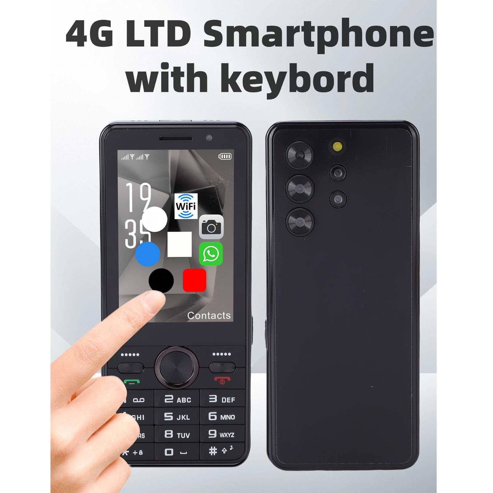 Tonysa Telefono Sbloccato 4G 2G 3G 4G Telefono Cellulare Doppia Scheda SIM Touch Screen HD da 3,5 Pollici Tasti Grandi WiFi Bluetooth 8.1 con Batteria da 2500 MAh per Anziani Viaggi (BLACK)