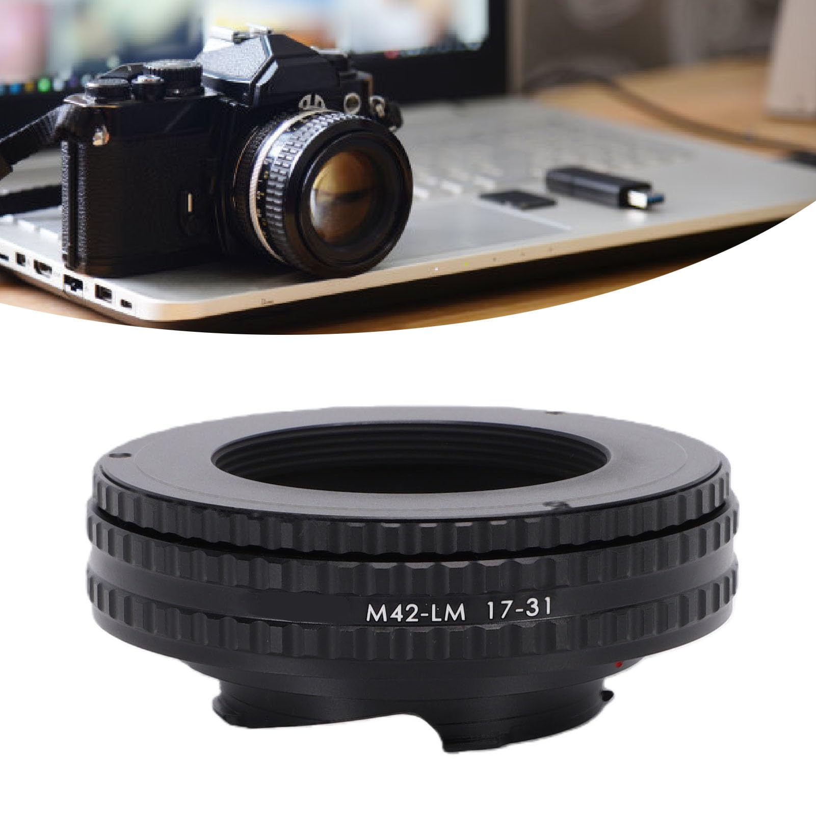 aqxreight Adaptador de Lente Macro Apto para Cámara LM 17 31mm M42 Montaje de Tornillo a Cámara Adaptador de Lente de Enfoque Ajustable Tubo Macro