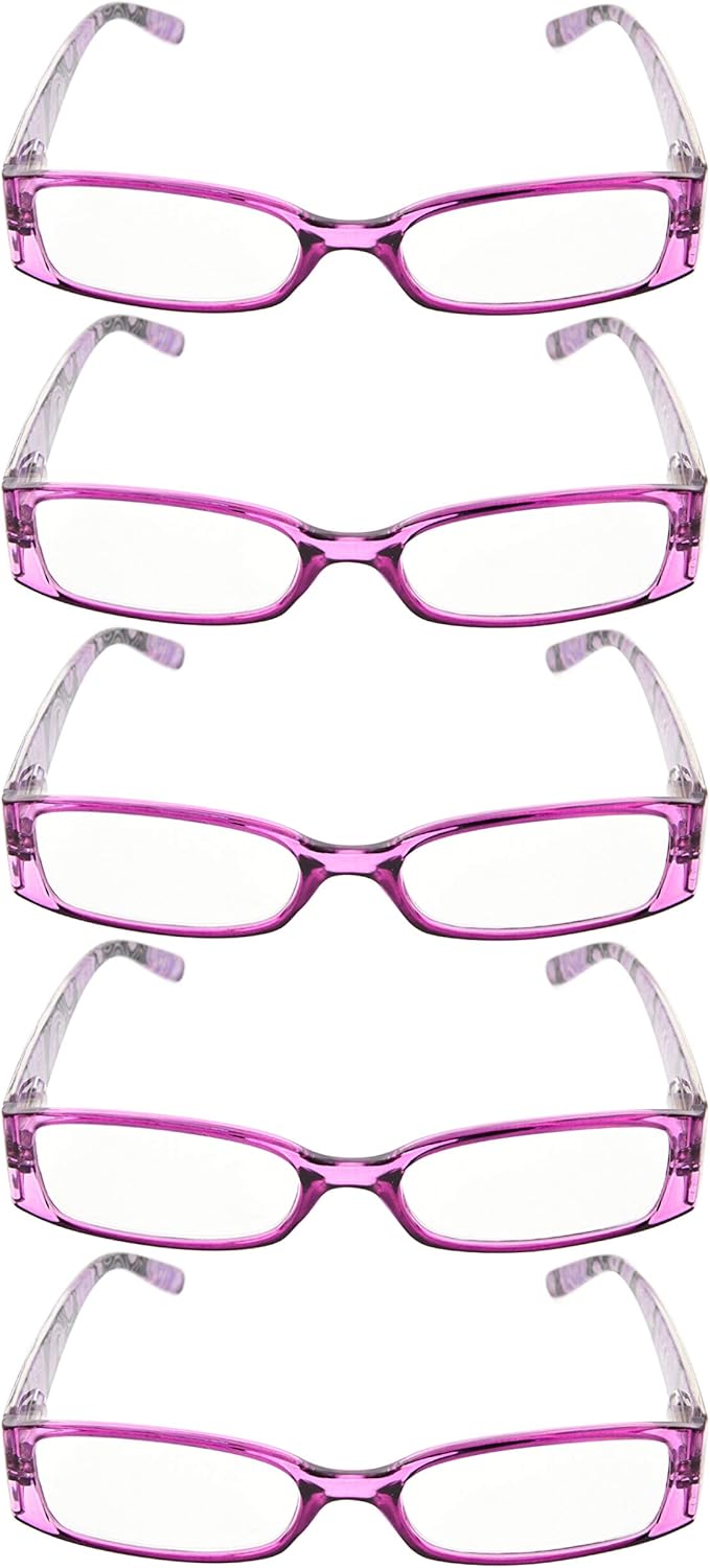 GUD Reading Glasses 5 Pairs Tiger Patterned Arms Readers for Women