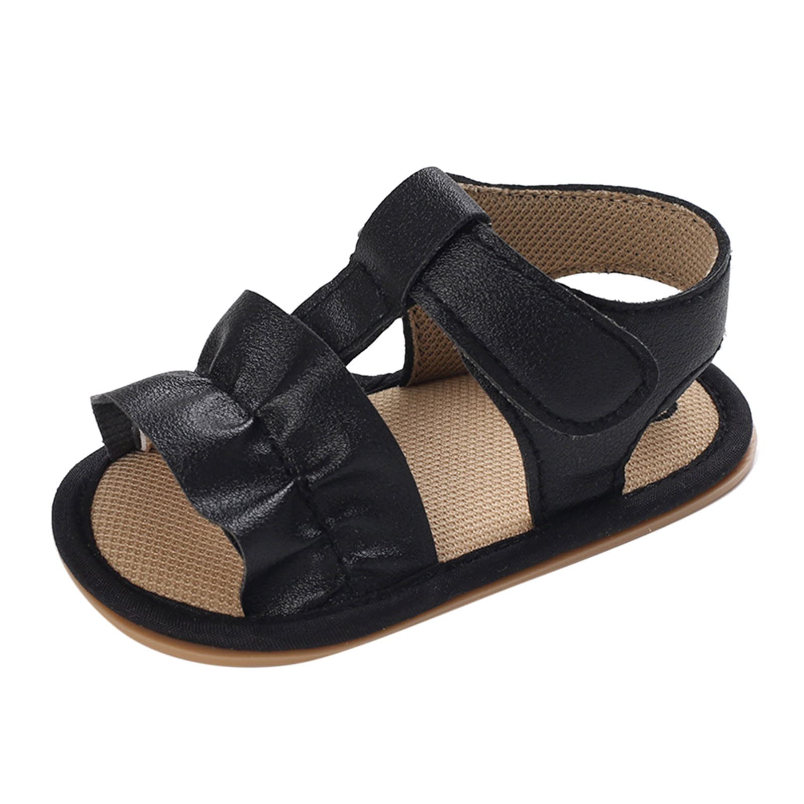 Summer Children And Infants Toddler Shoes Boys And Girls Sandals Flat Bottom Light Open Toe Walking Shoes for Babies (Black, 4 Infant)
