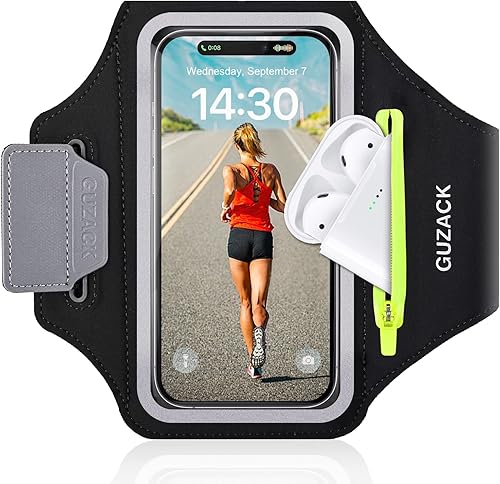 Miniatura 9 de Brazalete para correr [diseño 3D] con bolsa para llaves, soporte para teléfono para correr para iPhone 16 15 14 13 12 11 Pro Max Plus, Samsung S25