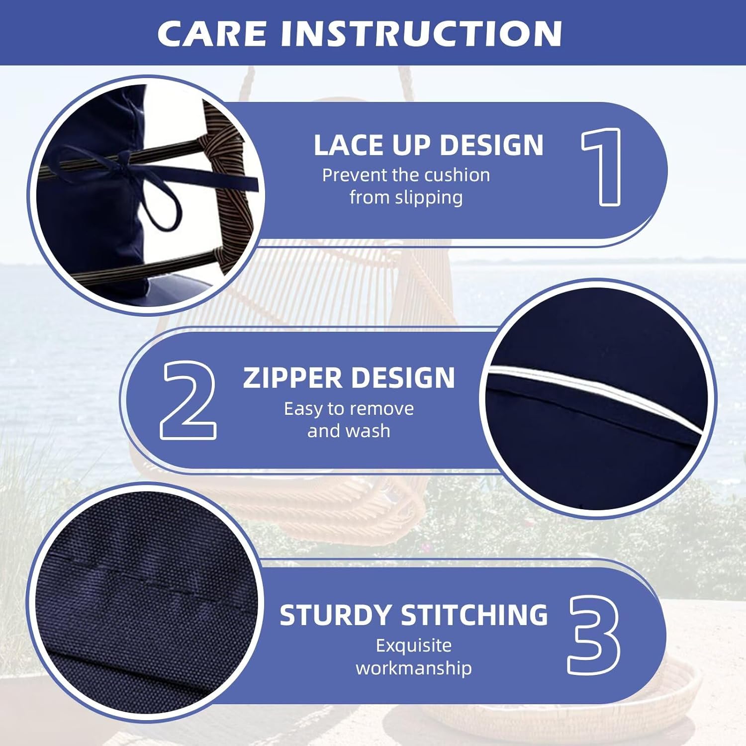 Waterproof Egg Chair Cushion Outdoor Swing Chair Replacement Patio Swing Basket Egg Chair Cushion for Indoor Outdoor Funiture Dark Grey