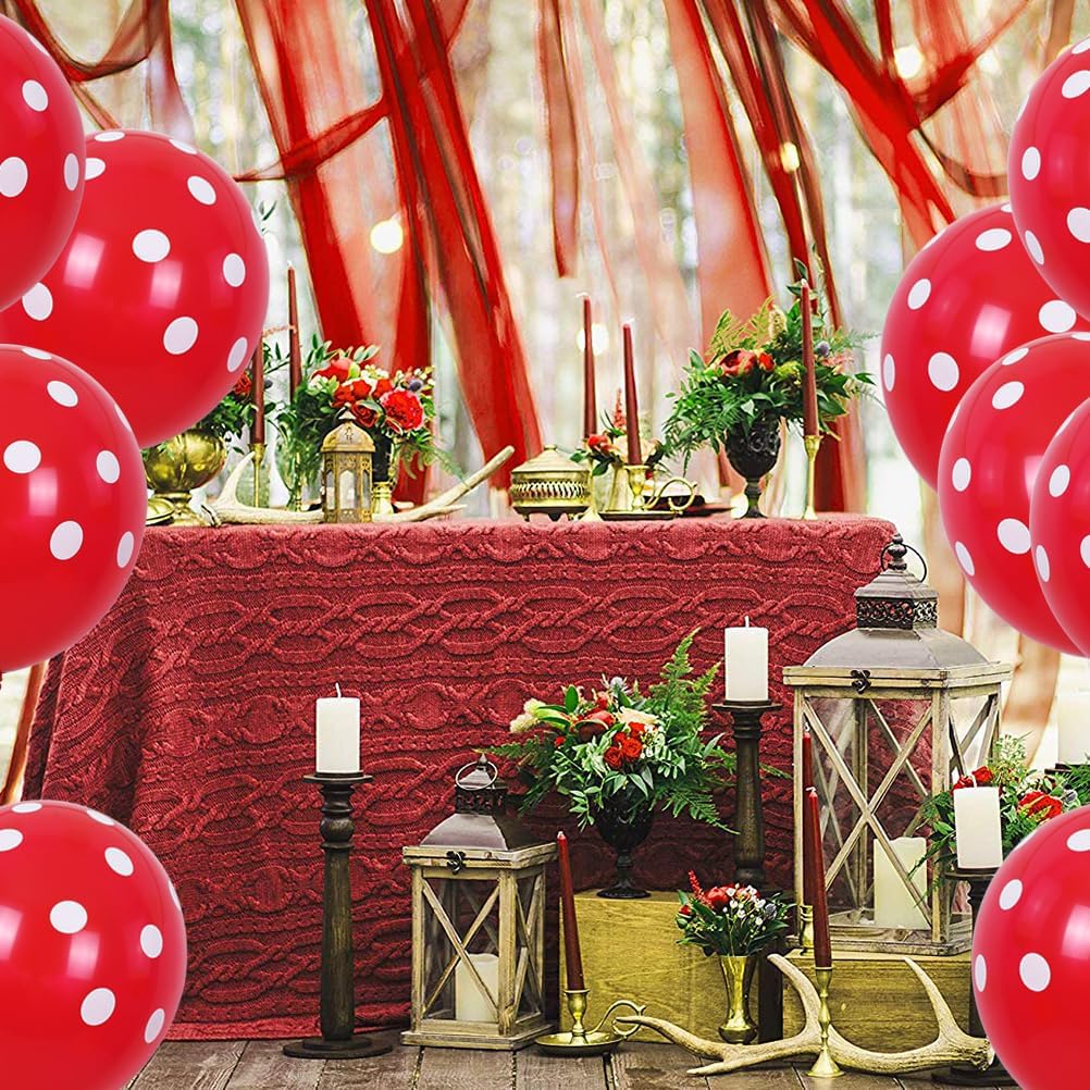 TONIFUL 100pcs Red and White Polka Dots Balloons 12inch Large Polka Dot Latex Party Mouse Balloons for Wedding Birthday Party Festival Decoration Halloween Christmas New Year Supplies - Image 6