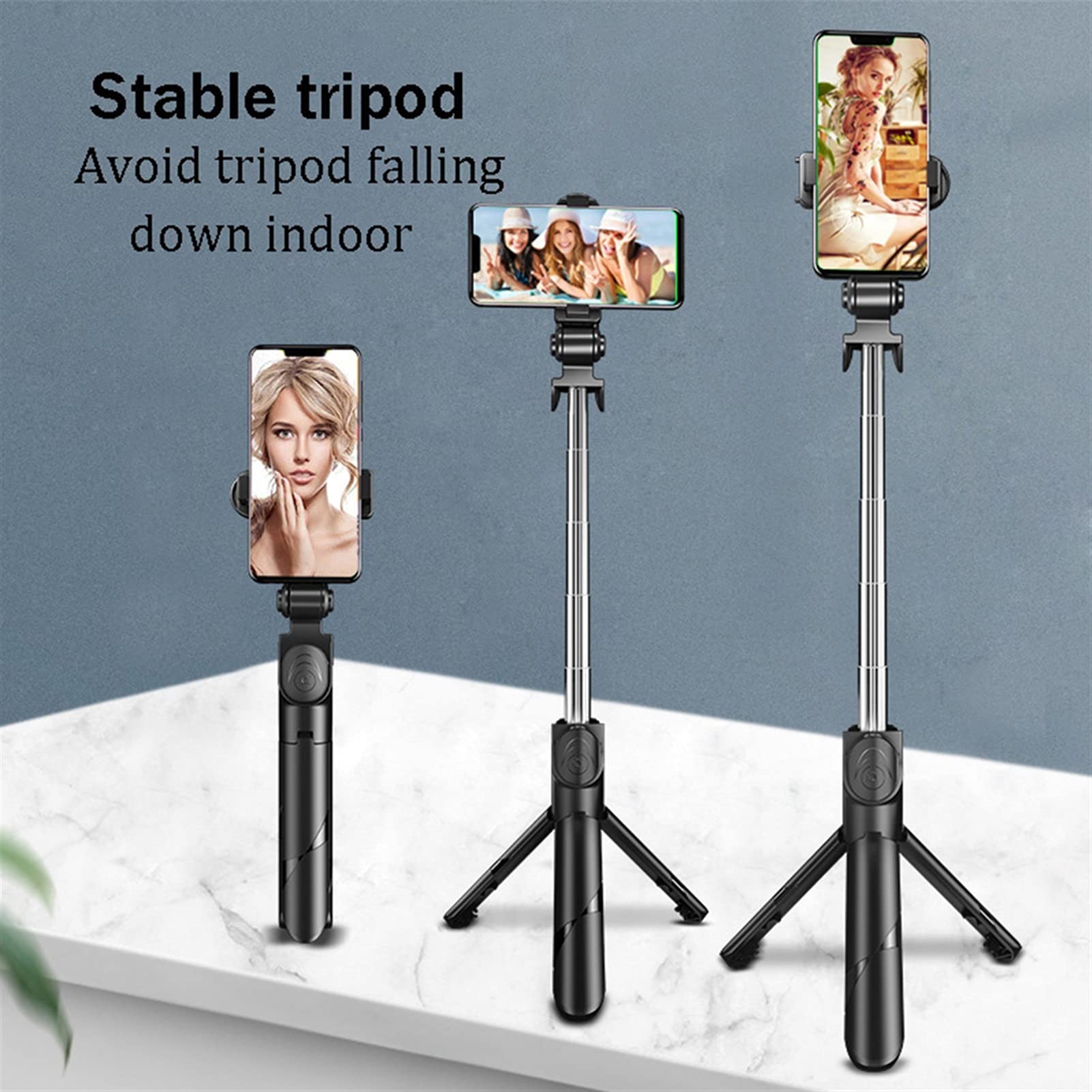 SCRUBY Mini treppiede pieghevole per selfie con Bluetooth, per smartphone, colore: bianco