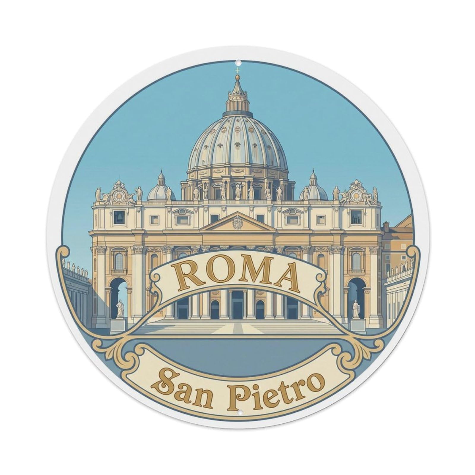 Vintage Travel Rome Vatican Basilica Metal Tin Sign Plaque