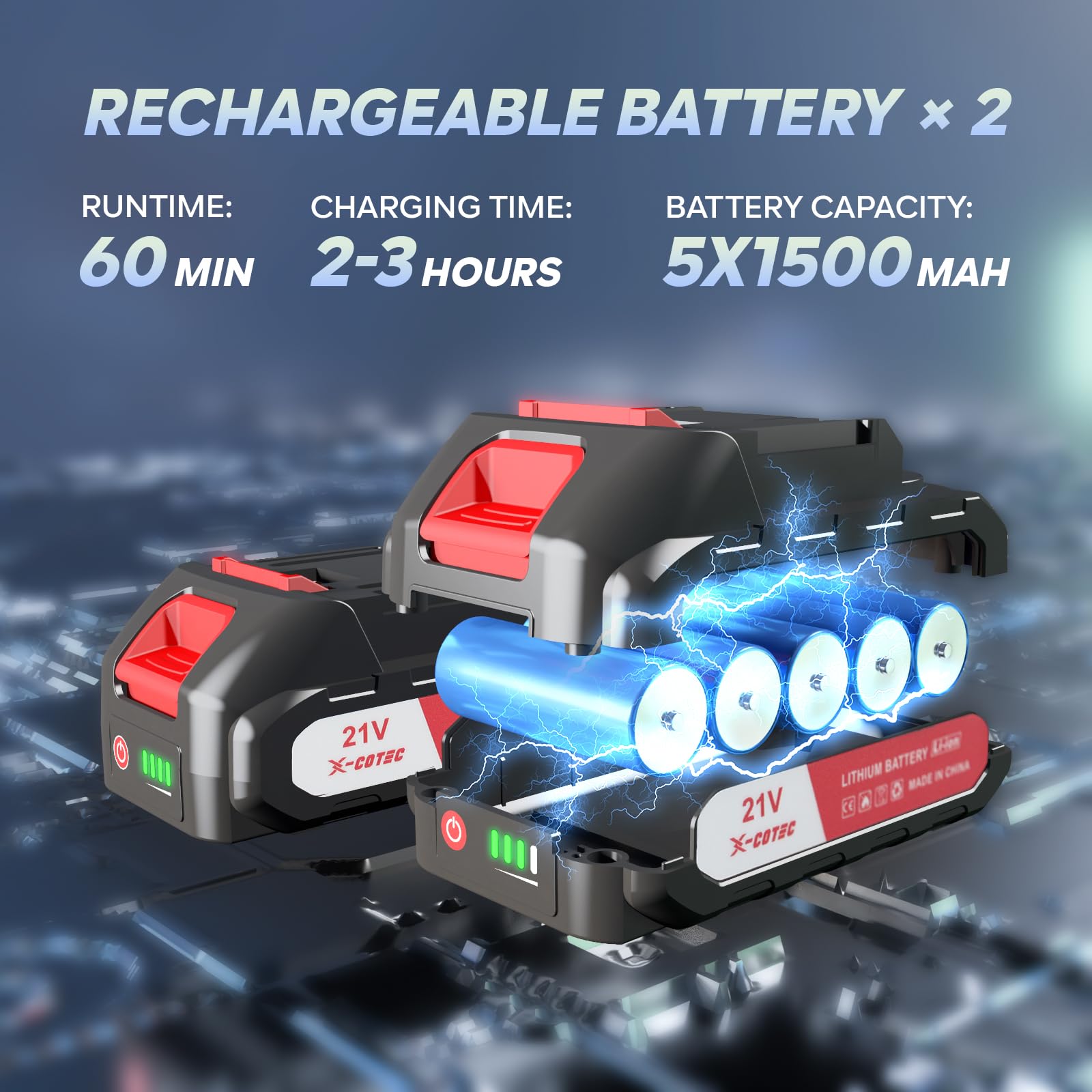 Rasentrimmer mit Akku – Elektrischer Rasentrimmer, 2x1500mAh, 9000 U/min, Teleskopgriff 71–106cm, 4 Klingentypen– Freischneider Akku für Garten, Motorsense, Kantenschneider Rasen