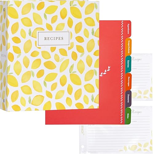 Vista 13 de Jot & Mark - Organizador de recetas con 3 anillos (Mise En place) 50 tarjetas de recetas de 4 x 6, separadores de página completa y protectores