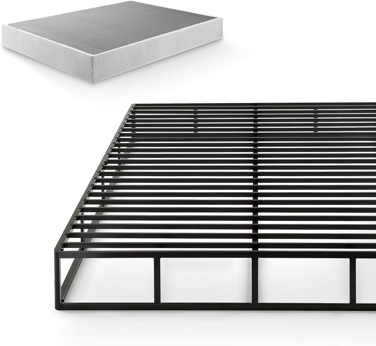 Zinus Quick Lock Metal Smart Box Spring, 9 Inch Mattress Foundation, Strong Metal Structure, Easy Assembly, Full, White