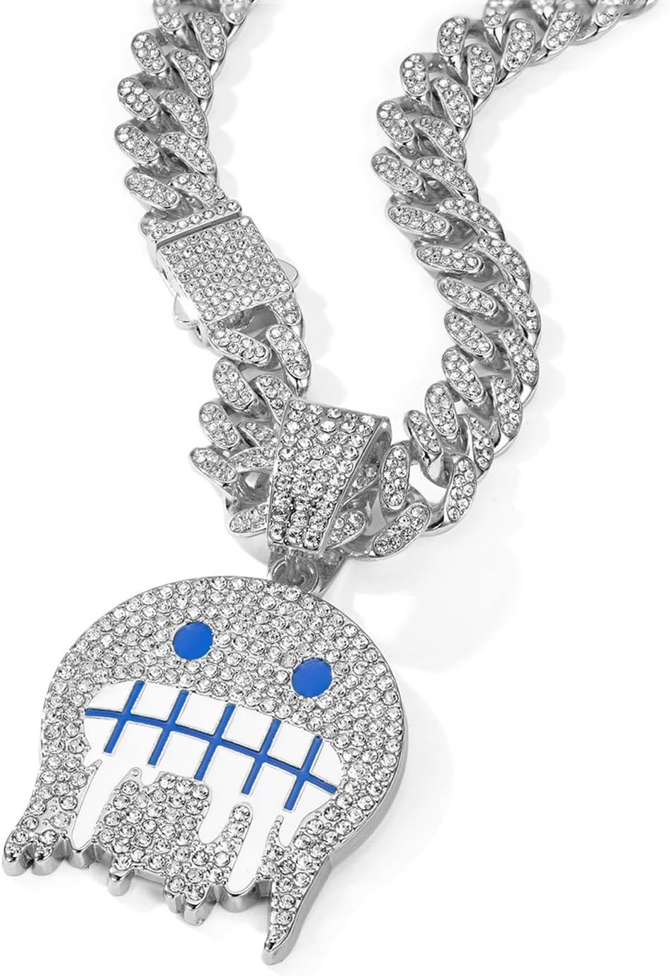 Miami Cuban Link Chain for Men, Gold/Silver Plated Diamond Necklace, Iced Out Hip Hop Jewelry Gift